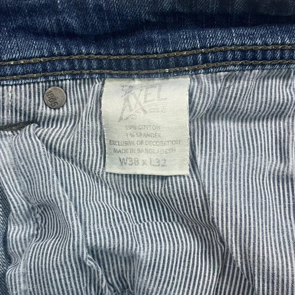 TK Axel Mens Athletic Fit Jeans 38x32 Medium Wash Blue‎ Denim Heavy Stitching